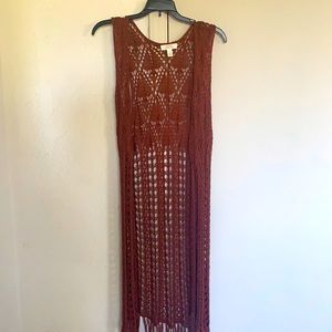 Small burnt orange Sun& Shadow boho shawl